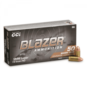 CCI Blazer Brass 9mm FMJ-RN 115 Grain 50 Rounds