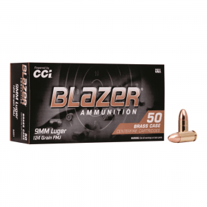 CCI Blazer Brass 9mm FMJ-RN 124 Grain 50 Rounds