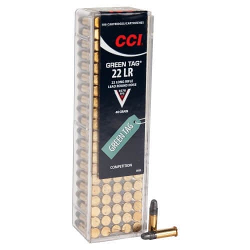 CCI Competition Green Tag 22 Long Rifle 40gr LRN Rimfire Ammo - 100 Rounds