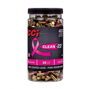 CCI High Velocity Clean-22 Ammunition Pink .22LR 40gr Poly Coated LRN 1235 fps 400/ct