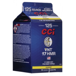 CCI Varmint Rimfire Ammunition .17 HMR 17gr VNT 2650 fps 125/ct