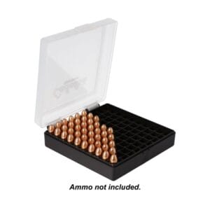 Cabela's Pistol Caliber-Specific Ammo Box - Black Ammo Box with Clear Lid - .223 Rem/.5.56mm - 100 Rounds