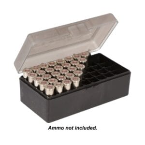 Cabela's Pistol Caliber-Specific Ammo Box - Black Ammo Box with Smoke Lid - .243 Win./6.5mm CM/.308 Win. - 50 Rounds