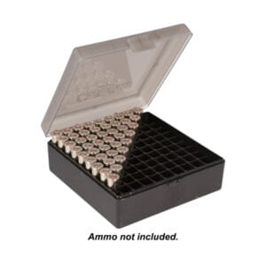 Cabela's Pistol Caliber-Specific Ammo Box - Black Ammo Box with Smoke Lid - .40 S&W/10mm/.45 ACP - 100 Rounds