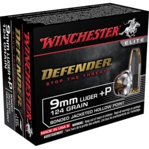 Defender 9mm Luger +p Handgun Ammo - 9mm Luger +p 124gr Bonded Jacketed Hollow Point 20/Box