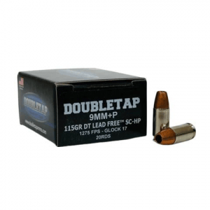 Double Tap DT Lead Free Handgun Ammunition 9mm Luger(+P) 115gr SC-HP 1200 fps 20/ct