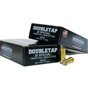 Double Tap Handgun Full Wadcutter Match Ammunition .38 Special 148gr WC 800 fps 50/ct