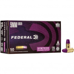 FEDERAL 9mm Luger 124gr Syntech Jacket FN 50rd Per Box Pistol Ammo (AE9SJ4)