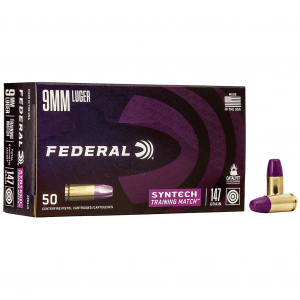 FEDERAL 9mm Luger 147gr Syntech Jacket FN 50rd Per Box Pistol Ammo (AE9SJ3)