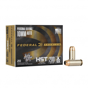 FEDERAL Personal Defense HST 10mm Auto 200Gr JHP 20rd Box Ammo (P10HST1S)