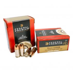 FEDERAL Premium Personal Defense 9mm 124 Grain Hydra-Shok JHP Ammo, 20 Round Box (P9HS1)