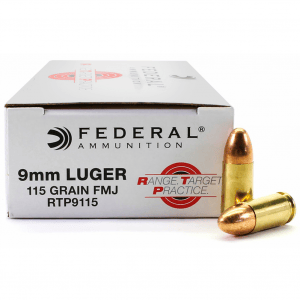 FEDERAL Range and Target 9mm Luger 115gr FMJ 50rd/Box Pistol Ammo (RTP9115)