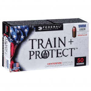 FEDERAL Train Plus Protect 9mm 115Gr Verastile Hollow Point 50/Box Handgun Ammo (TP9VHP1)