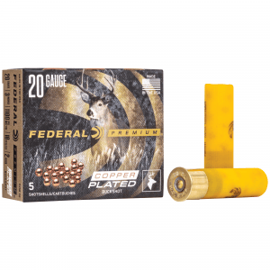 FEDERAL Vital-Shok 20 Gauge 3in #2 Buckshot Ammo, 5 Round Box (P2582B)