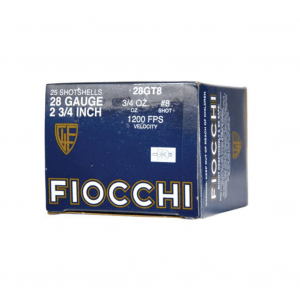 FIOCCHI Dove & Quail 28 Gauge 2.75in #8 Ammo, 25 Round Box (28GT8)