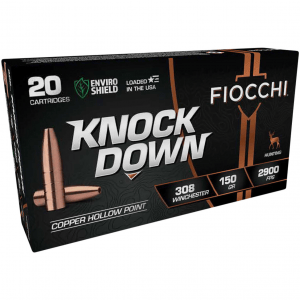 FIOCCHI Knock Down 308 Win 150gr 20 Rd/Bx Rifle Ammo (308CHB)