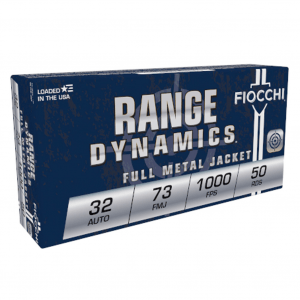 FIOCCHI Range Dynamics .32 Auto 73gr FMJ 50rd/Box Handgun Ammo (32AP)