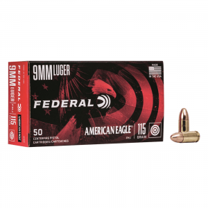 Federal American Eagle 9mm FMJ 115 Grain 50 Rounds