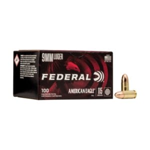 Federal American Eagle 9mm Luger 115 Grain FMJ Centerfire Handgun Ammo - 100 Rounds