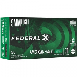 Federal American Eagle IRT Lead Free Handgun Ammuntion 9mm Luger 70gr FMJ 50/ct