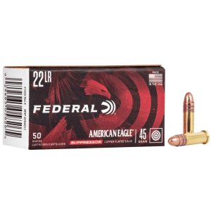 Federal American Eagle Rimfire Rifle Ammunition .22 LR 45 gr RN 970 fps 50/ct