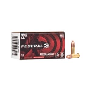 Federal American Eagle Suppressor .22 LR 45 Grain Copper-Plated Solid Point Rimfire Rifle Ammo