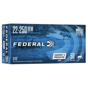 Federal American Eagle Varmint 22-250 Remington 50gr JHP Rifle Ammo - 20 Rounds