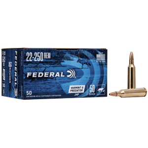 Federal American Eagle Varmint & Predator Rifle Ammunition 22-250 Rem. 50 gr JHP 3850 fps 50/ct