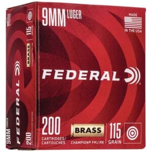 Federal Champion 9mm Luger 115gr FMJ Centerfire Ammo - 200 Rounds