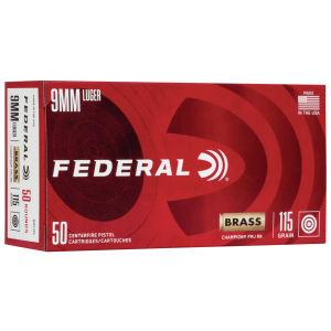 Federal Champion Training Handgun Ammunition 9mm Luger 115 gr FMJ 1125 fps 50/ct