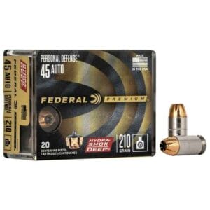 Federal Personal Defense 45 Auto (ACP) 210gr Hydra-Shok Deep Handgun Ammo - 20 Rounds