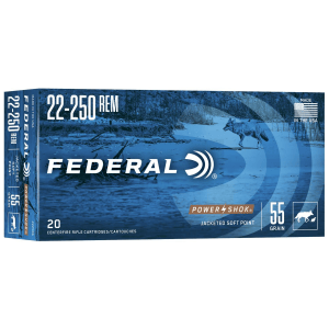 Federal Power-Shok Rifle Ammunition .22-250 Rem 55 gr SP 3050 fps - 20/ct