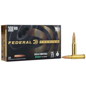 Federal Premium Gold Medal Sierra MatchKing Rifle Ammunition .308 Win 175 gr BTHP 2600 fps - 20/ct