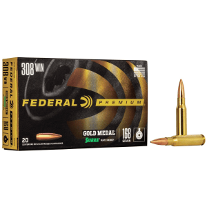 Federal Premium Gold Medal Sierra Matchking Rifle Ammunition .308 Win 168 gr BTHP 2650 fps 20/ct