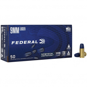 Federal Syntech Defense with Catalyst Clean Burning Primer, 9MM, 138 Grain, Semi Jacketed Hollow Point, 50, Round Box S9SJT2