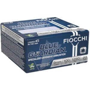 Fiocchi Blue Guardian 9mm Luger 100gr JHP Handgun Ammo - 20 Rounds