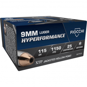 Fiocchi Extrema Handgun Ammunition 9mm Luger 115 gr JHP 1150 fps 25/box