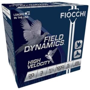 Fiocchi Field Dynamics High Velocity 20 Gauge 3in #5 1-1/4oz Upland Shotshells - 25 Rounds - #5