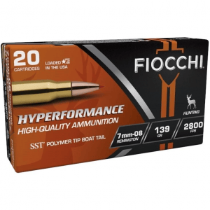 Fiocchi Hyperformance Hunt Rifle Ammunition 7mm-08 Rem 139 gr SST 2800 fps 20/ct