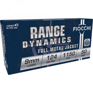 Fiocchi Pistol Shooting Dynamics Handgun Ammunition 9mm Luger 124 gr FMJ 1150 fps 1000/Case (20-50/ct Boxes)