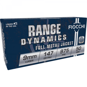 Fiocchi Pistol Shooting Dynamics Handgun Ammunition 9mm Luger 147 gr FMJ 50/Box