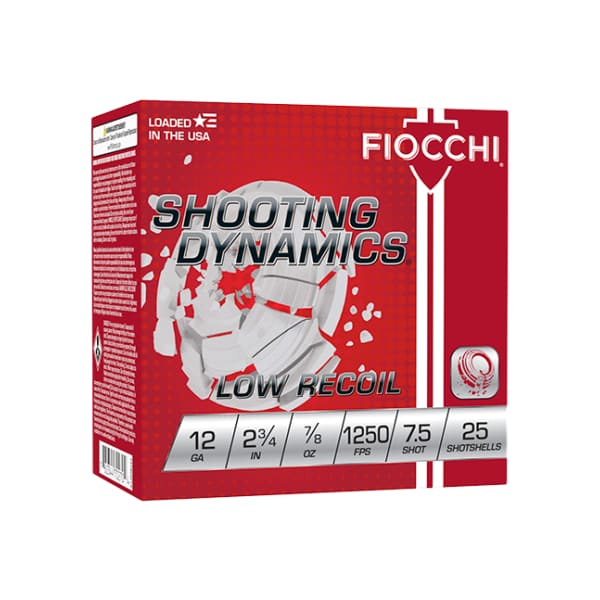 Fiocchi Shooting Dynamics Low Recoil Trainer Shotshells - 12 Gauge - 7/8 oz. - 7.5 Shot - 25 Rounds