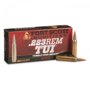 Fort Scott Tumble Upon Impact Ammo .223 Remington SCS 55 Grain 20 Rounds