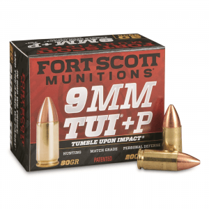 Fort Scott Tumble Upon Impact Ammo 9mm +P SCS 80 Grain 20 Rounds