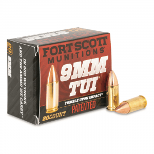 Fort Scott Tumble Upon Impact Ammo 9mm SCS 80 Grain 20 Rounds