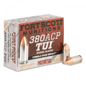 Fort Scott Tumble Upon Impact Nickel-Plated Ammo 9mm SCS 80 Grain 20 Rounds