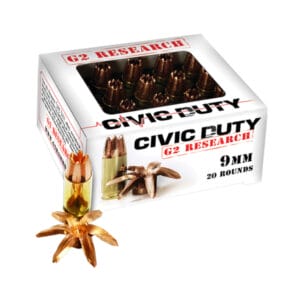 G2 Research Civic Duty Handgun Ammo - 9mm Luger - 100 Grain - 20 Rounds