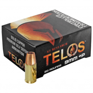 G2 Research Telos, 9MM +P, 92 Grain, Lead Free Copper, 20 Round Box, California Certified Nonlead Ammunition G00619