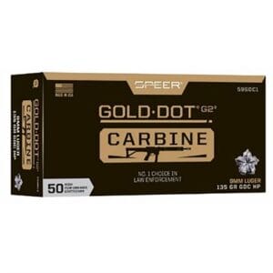 Gold Dot Carbine 9mm Luger Handgun Ammo - 9mm Luger 135gr Gold Dot G2 Hollow Point 50/Box