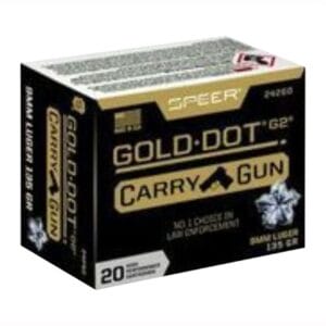 Gold Dot Carry Gun 9mm Luger Ammo - 9mm Luger 135gr Jacketed Hollow Point 20/Box